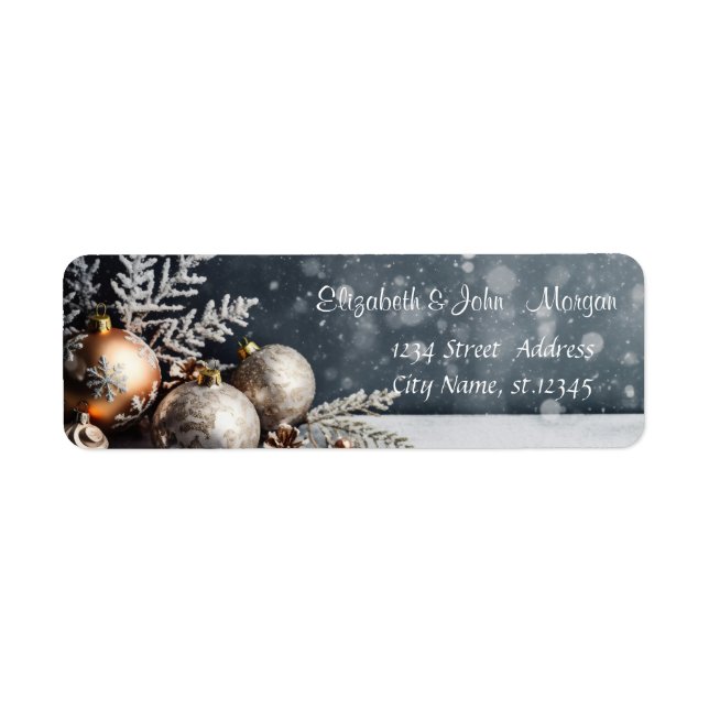 Étiquette Boules de Noël, Flèches de neige Gris (Devant)