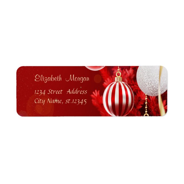 Étiquette Boules de Noël rouges élégantes et stylées (Devant)