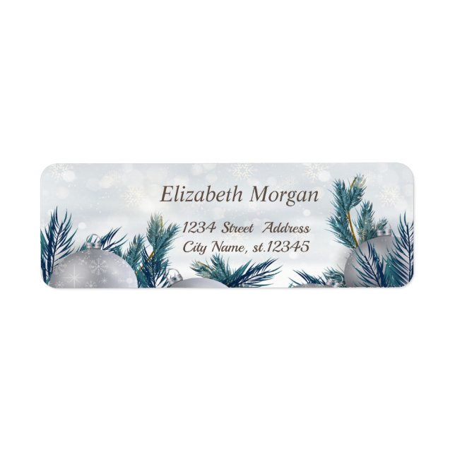 Étiquette Boules De Noël Sur Les Branches De Pins Tree (Devant)