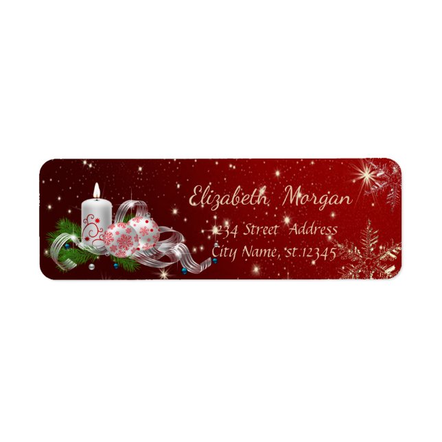 Étiquette Boules de Noël tendance, Bougie de Noël (Devant)