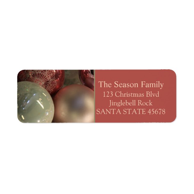 Étiquette Boules en argent rose Adresse de Noël (Devant)