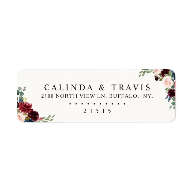 Étiquette Bouquet Bourgogne | Mariage élégant (Devant)