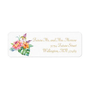 Étiquette Bouquet chic d'été d'aquarelle florale tropicale