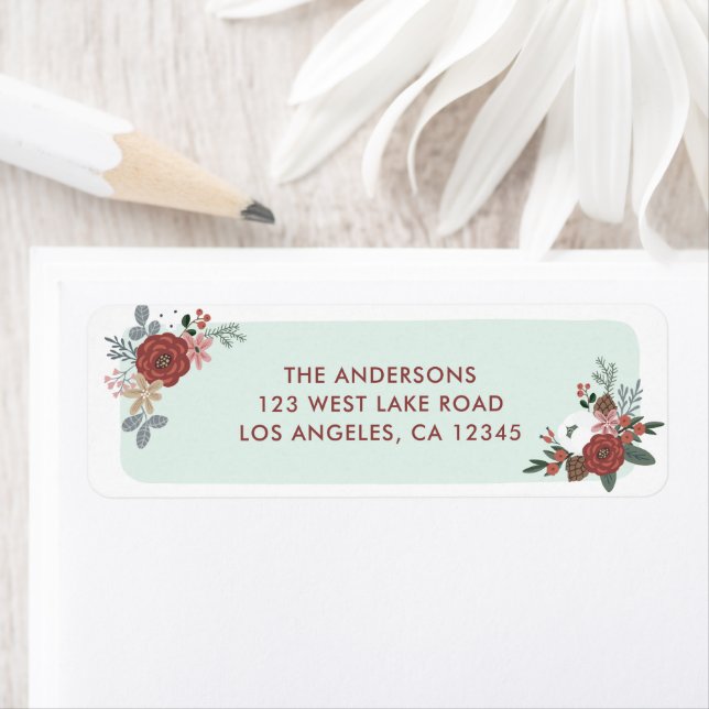 Étiquette Bouquet de Noël Adresse de retour (En situation)