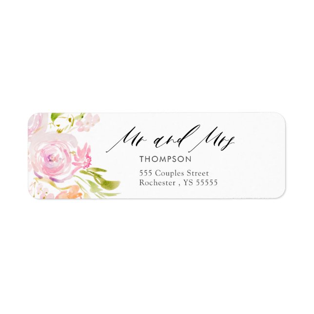 Étiquette Bouquet de rose aquarelle (Devant)