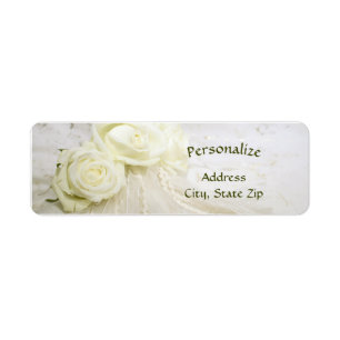 Étiquette Bouquet de rose blanche dentelle Vintage Élégante