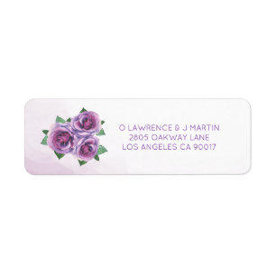 Étiquette Bouquet de rose violet aquarelle Floral