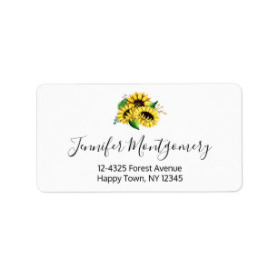 Étiquette Bouquet de tournesol jaune en aquarelle