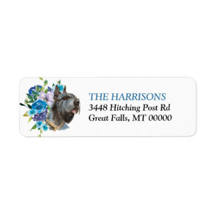Étiquette Bouquet floral bleu Giant Schnauzer Chien