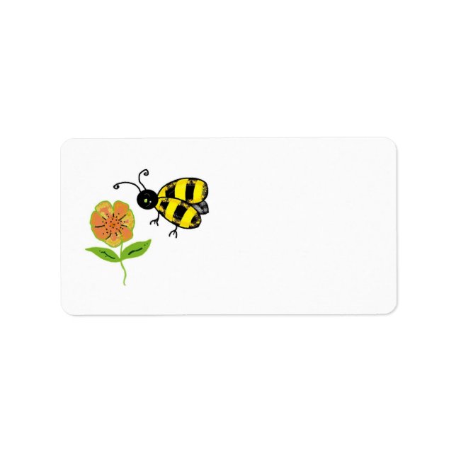 Étiquette Bourdon avec fleur orange (Devant)