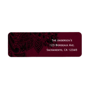 Étiquette Bourgogne Bordeaux Noir Mariage Dentelle Vintage