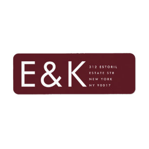 Étiquette Bourgogne Maroon moderne Gras Gros Monogramme