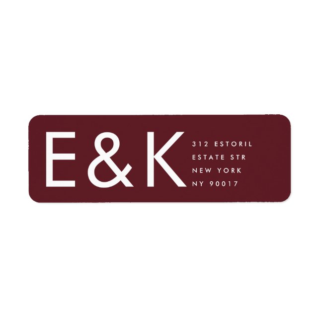 Étiquette Bourgogne Maroon moderne Gras Gros Monogramme (Devant)