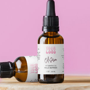 Étiquette Bouteille compte-gouttes rose rétro tendance 1 OZ