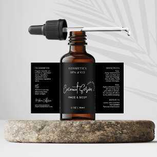 Étiquette Bouteille cosmétique noire minimaliste 2 OZ Produi
