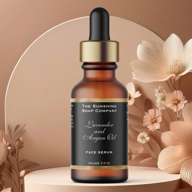 Étiquette Bouteille de gouttelettes à huile noire et tissée (Créateur téléchargé)