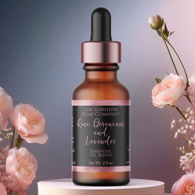 Étiquette Bouteille de gouttelettes de cosmétiques noirs et  (Créateur téléchargé)