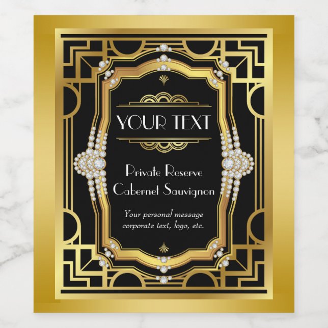 Étiquette bouteille de vin Art Déco (Étiquettes simples)