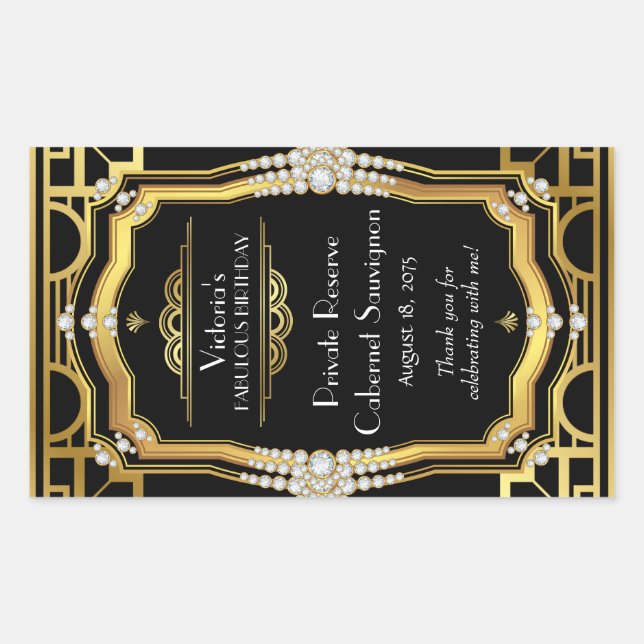 Étiquette bouteille de vin Art Déco (Devant)