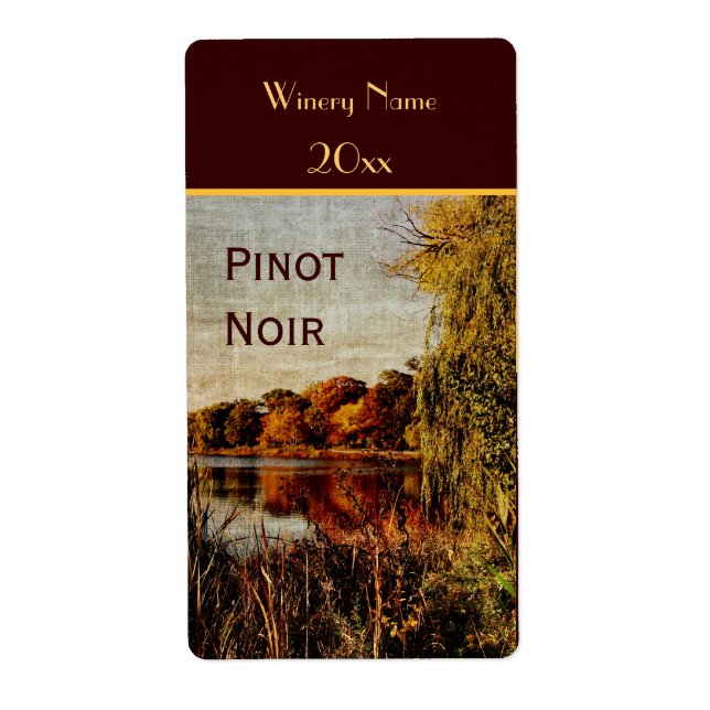 Étiquette bouteille de vin de l'étang d'automne (Devant)