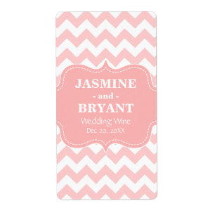 Étiquette Bouteille de vin de mariage à motif chevron rose C