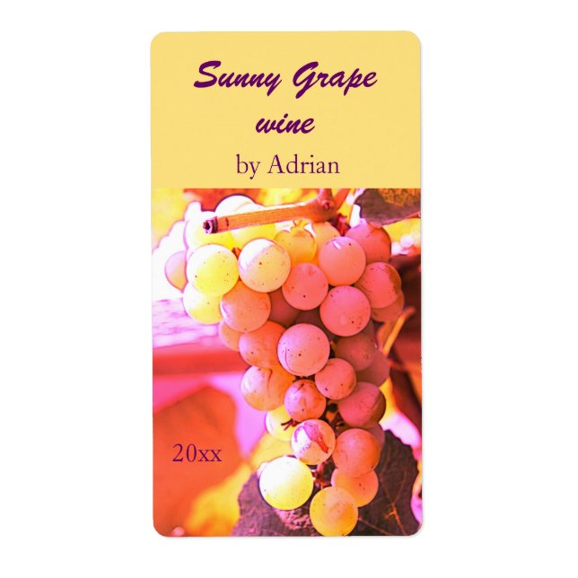 Étiquette bouteille de vin de raisin ensoleillé (Devant)