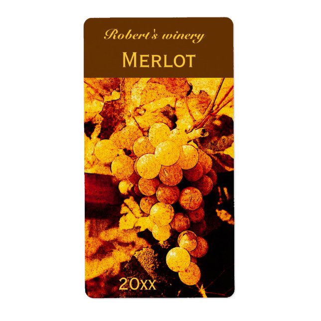 étiquette bouteille de vin de raisins d'automne (Devant)