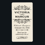 Étiquette Bouteille de vin Mariage ivoire Monogramme Favoris<br><div class="desc">Parfaits pour les mariages de vignobles ou les faveurs de bouteilles de vin, ces élégants étiquettes de style vintage et fleuri disposent d'un monogramme de mariage personnalisé avec les noms de mariée et mariée, la date mariage, le type de vin, et message de remerciement qui peut être complètement personnalisé. Couleurs...</div>