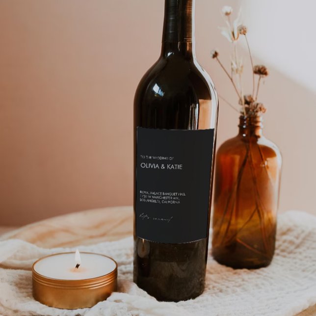 Étiquette bouteille de vin noir Modèle (Black wine bottle label Template)