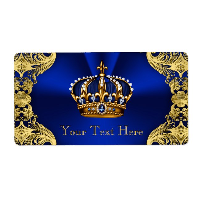 Étiquette Bouteille d'eau Baby shower Blue Gold (Devant)