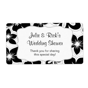 Étiquette Bouteille d'eau d'Hibiscus blanc noir - customisez