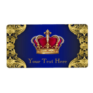 Étiquette Bouteille d'eau du Baby shower Royal Blue Gold