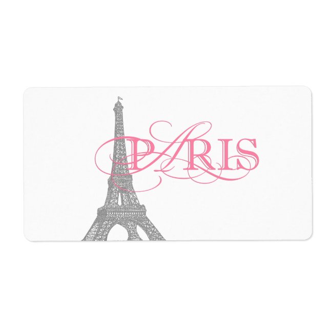 Étiquette Bouteille d'eau Paris Rose (Devant)
