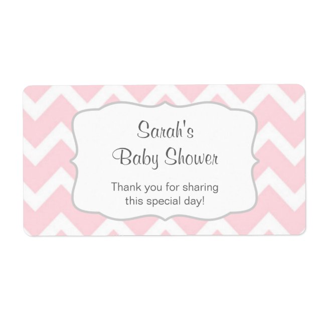 Étiquette Bouteille d'eau rose Chevron ou préférez vous pers (Devant)