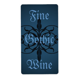 Étiquette Bouteille longue gothique bleu fantaisie pouvant p
