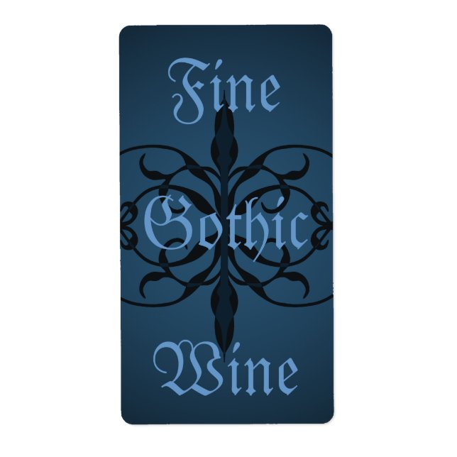 Étiquette Bouteille longue gothique bleu fantaisie pouvant p (Devant)