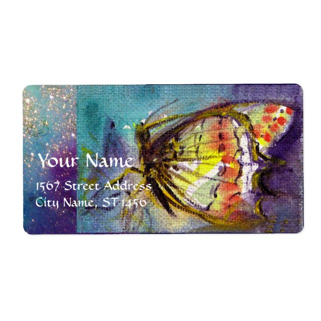 ÉTIQUETTE BOUTEILLE MAGIQUE EN PARKLES D'OR BLEU (Devant)