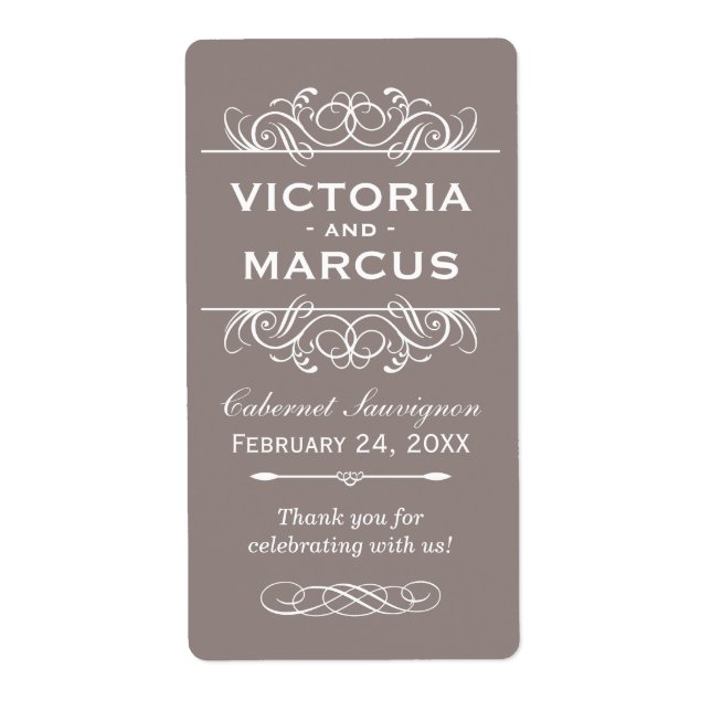 Étiquette Bouteille Mariage en eau Monogramme Favoriser les  (Devant)