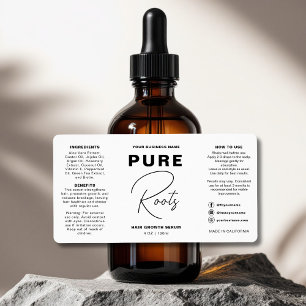 Étiquette Bouteille minimaliste à huile de poil noir et blan