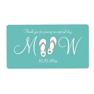 Étiquette Bouteilles à tongs turquoise mariage bouteille d'e