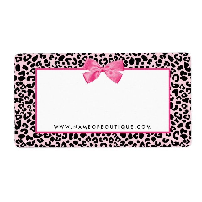 Étiquette Boutique de beauté Girly Pink Empreinte de léopard (Devant)