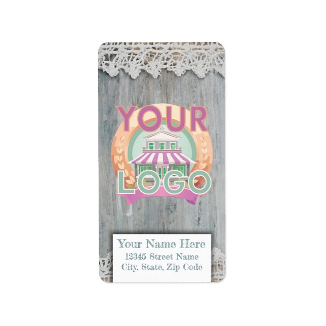 Étiquette Boutique de dentelle rustique et bois Boho Marché  (Devant)