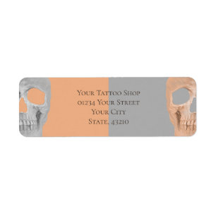 Étiquette Boutique de tatouage gothique demi-crâne visage gr