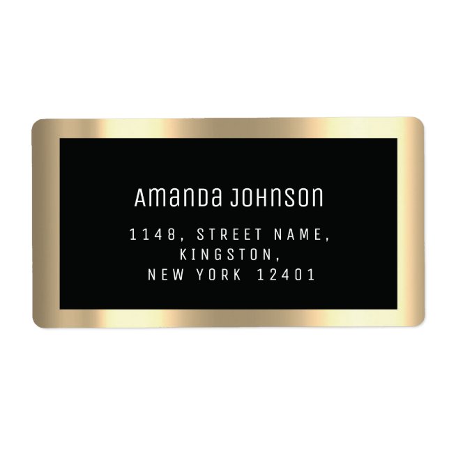 Étiquette Boutique encadrée RSVP en ligne Black Gold Frame (Devant)