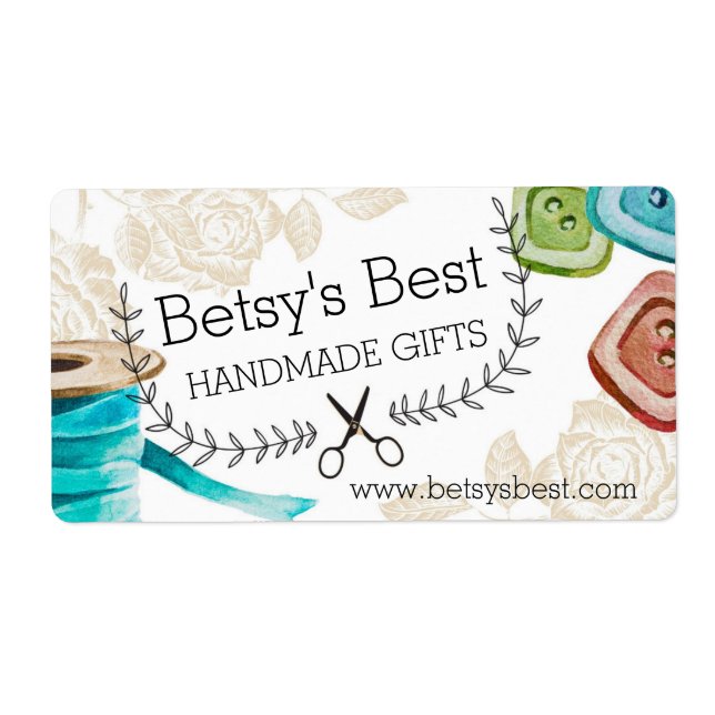 Étiquette Boutons de ruban ciseaux shabby chic couture (Devant)