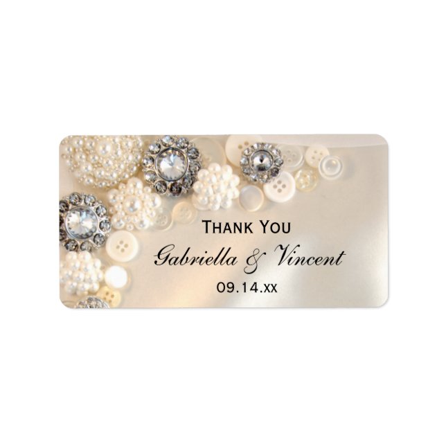 Étiquette Boutons Diamant Perle Mariage Merci Favoriser les  (Devant)