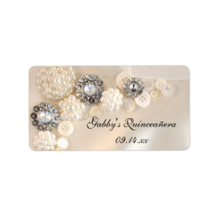 Étiquette Boutons Perle et Diamant Quinceañera Favoriser Tag