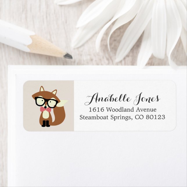 Étiquette Bow Cravate et lunettes Hipster Renard Brown (En situation)