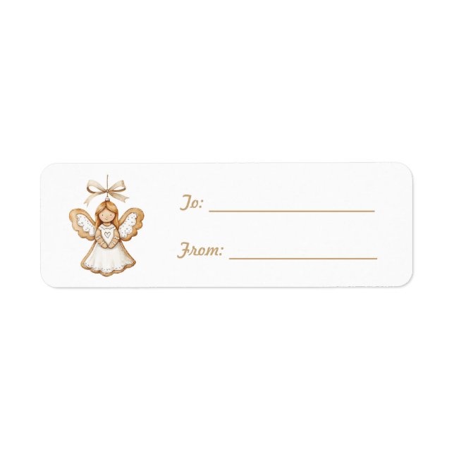 Étiquette Bow de Noël Ange Blanc Crème   (Devant)