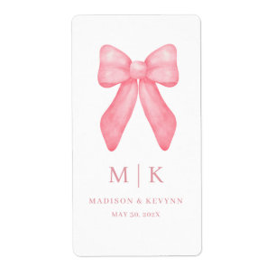 Étiquette Bow rose gribouillé   Mariage